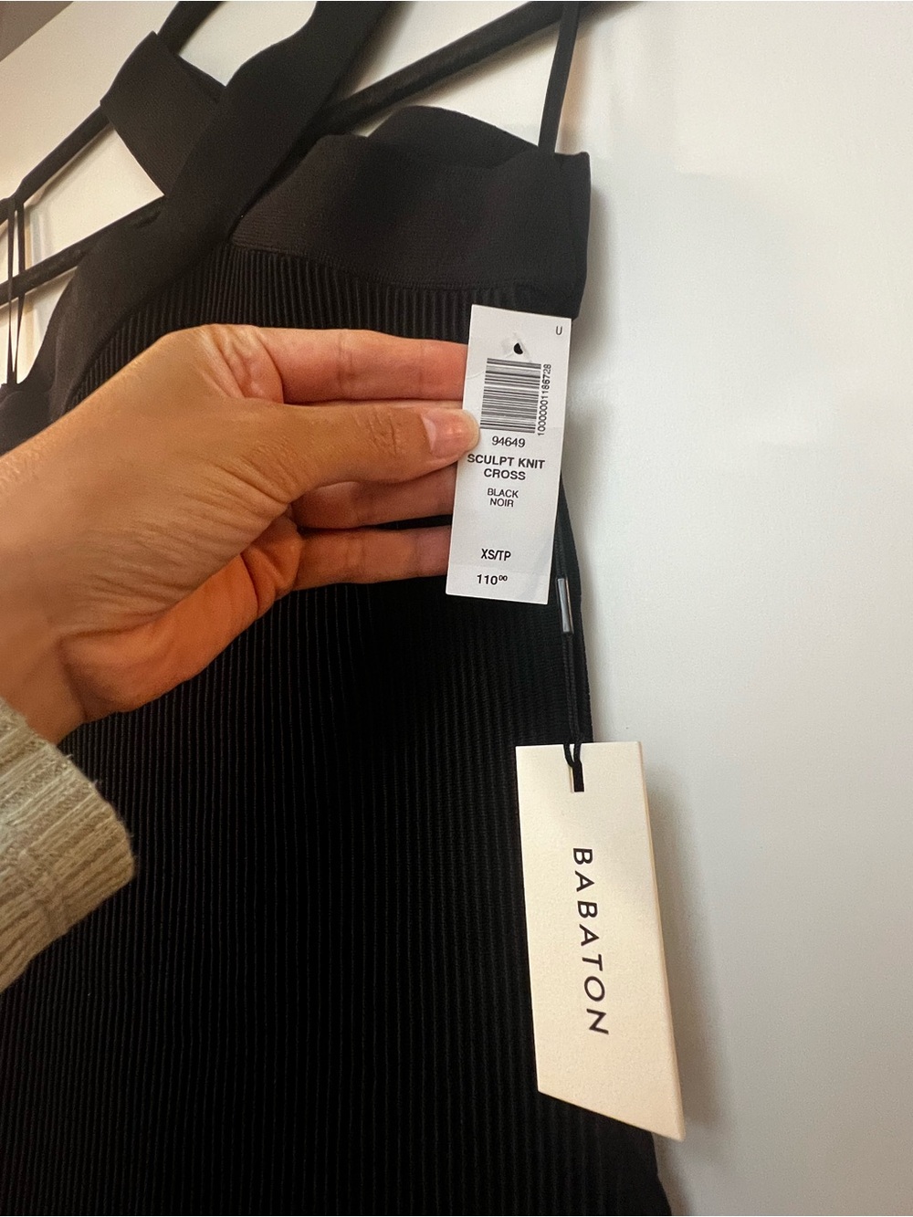 Babaton Black Sculpt Knit Cross-Back Dress